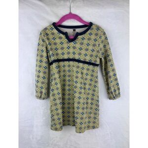 Tea Collection Girls Dress Size 4 Long Sleeve Green‎ Floral Print Cotton